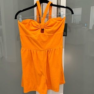 NWT Wild Fable Terry Halter Romper. Tangerine🍊. Size S.
